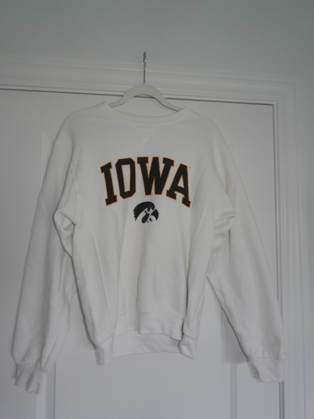 Iowa Crewneck Sweatshirt - White with Black & Gold Logo